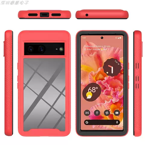 Transparent Clear Phone Cases Covers Soft TPU Flower Anti Slip Double Glazed Tempered Glass Google Pixel 7, Google Pixel 7 Pro,