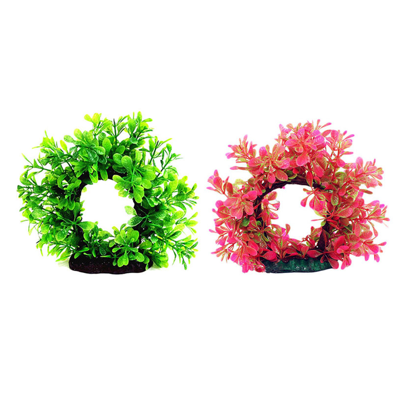 High Imitation Aquatic Plants Fish Tank Aquarium Rockery Landscaping Decorations Set Fake Aquatic Plants Deformable Curved Flower Door