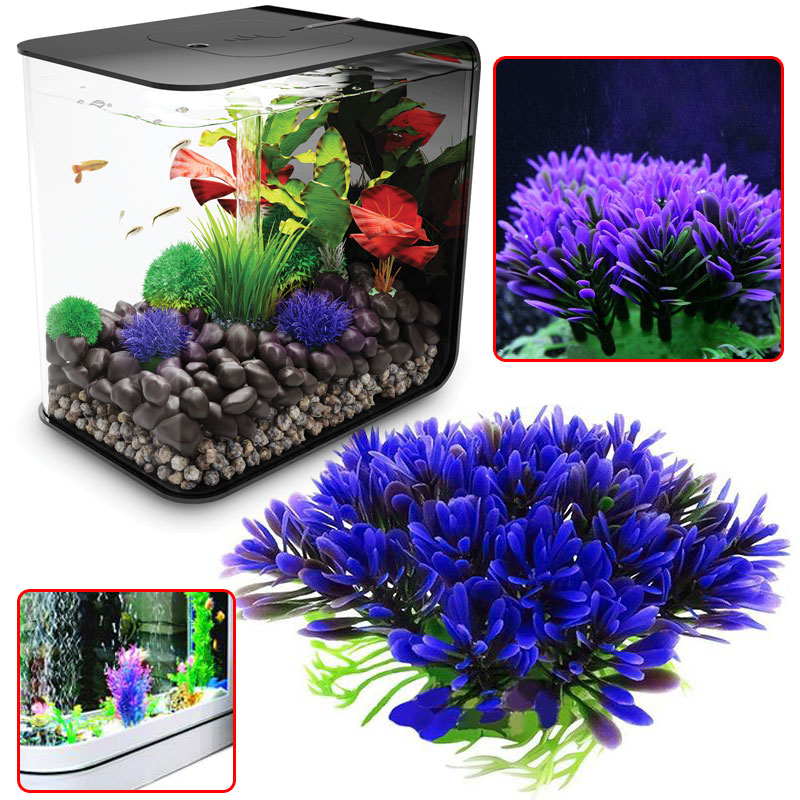 Fish Tank Scenery Decoration Aquarium Accessories Simulation Water Grass Flower Fish Tank Plant Package Small Grass Purple