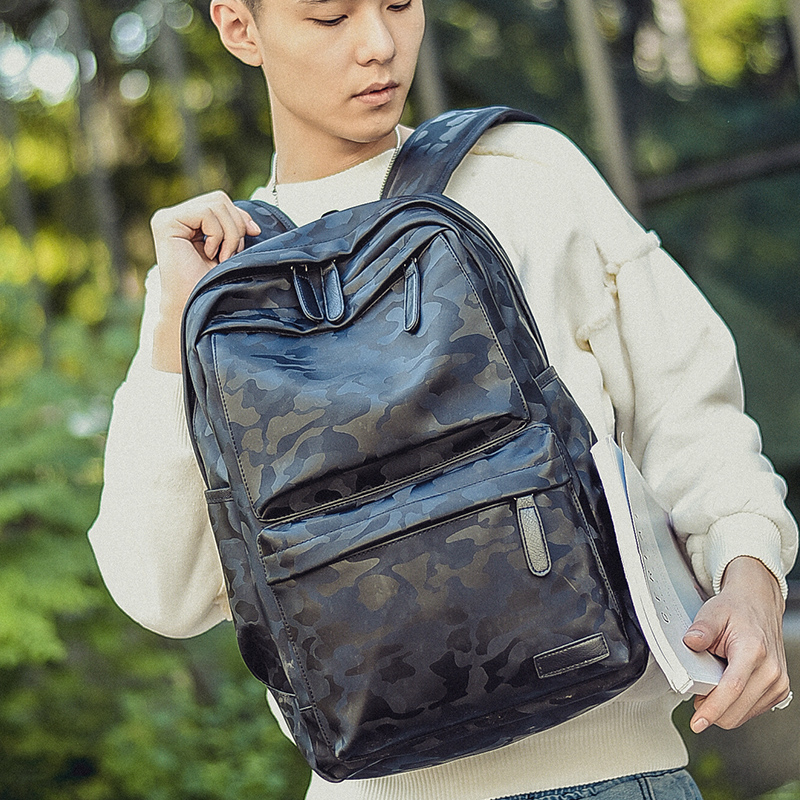 休閑男士雙肩包迷彩韓版學生書包帆布時尚潮流旅行背包電腦包潮包