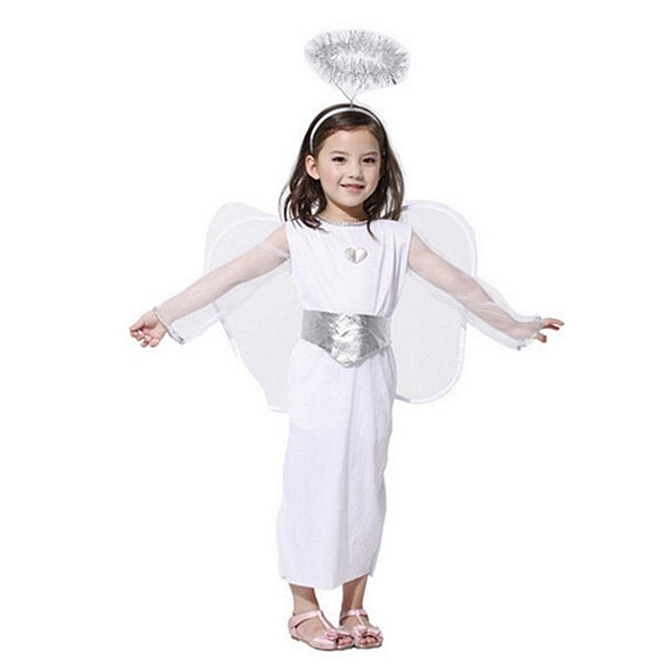 兒童派對化妝舞會小天使服裝女童萬聖節小精靈白雪天使演出服裝