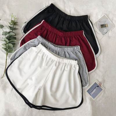 夏季新款韩版松紧腰宽松简约拼色休闲运动居家短裤显瘦热裤学生女-淘宝网