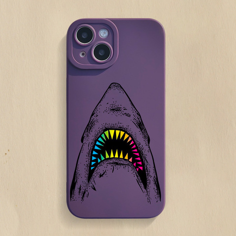 Purple — Shark Illustration New Silicone TPU 15, 14, 13, 12 iPhone Case