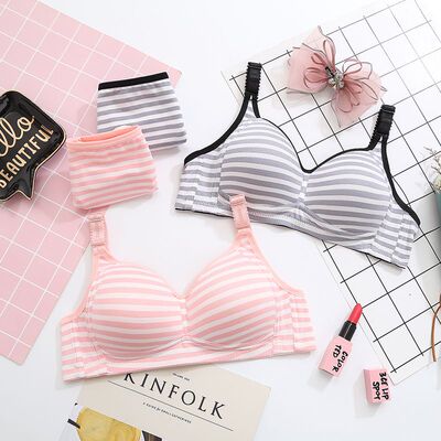 无钢圈少女内衣套装性感小胸聚拢文胸高中学生发育期纯棉胸罩夏季-淘宝网