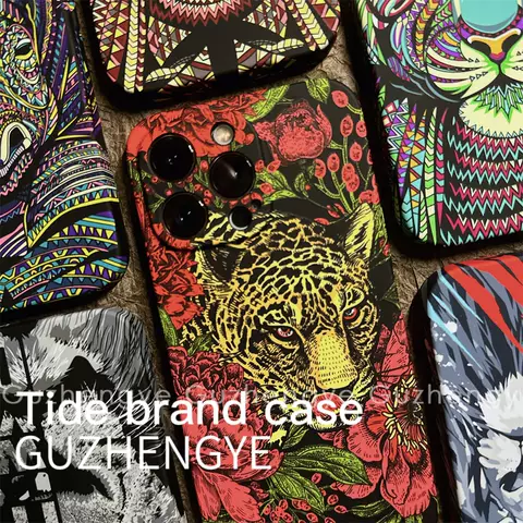 Phone Cases Covers Luminous Embossed Leopard Print Pattern 12 iPhone 15, iPhone 14, iPhone 13