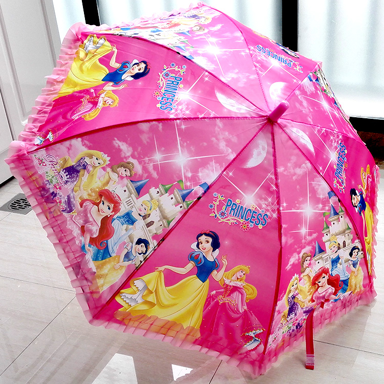 兒童大雨傘卡通公主傘男女童小學生長柄遮陽傘幼兒園寶寶自動傘