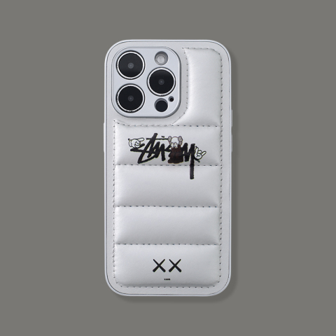 Silver — STUSSY Puffy Puffer Down Jacket 15, 14, 13, 12 iPhone Case