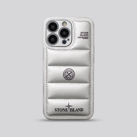 Silver — Stone Island Puffy Puffer Down Jacket New 14, 13, 12 iPhone Case