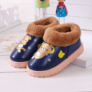 儿童雪地鞋男女童家居防滑棉鞋小中大童软底包跟小孩保暖雪地靴