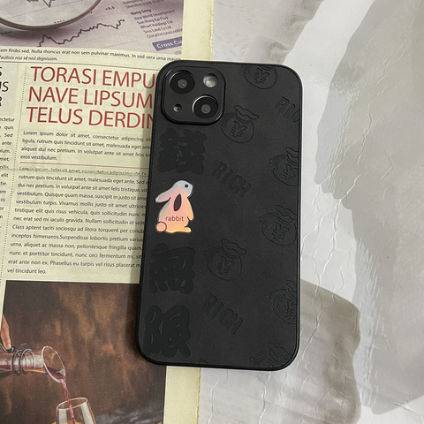 Black — Rich Rabbit New 14, 13, 12 iPhone Case