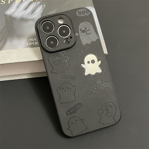 Black — Ghost Cartoon Funny Unique Laser Gradient 15, 14, 13, 12 iPhone Case