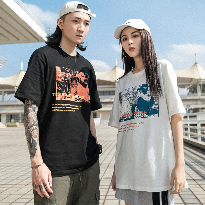couple de manches courtes imprimé lâche couples robe japonais harajuku vent hommes à manches courtes t-shirt oversize tops pour hommes et femmes couple de manches courtes imprimé lâche couples robe japonais harajuku vent hommes à manches courtes t-shirt oversize tops pour hommes et femmes