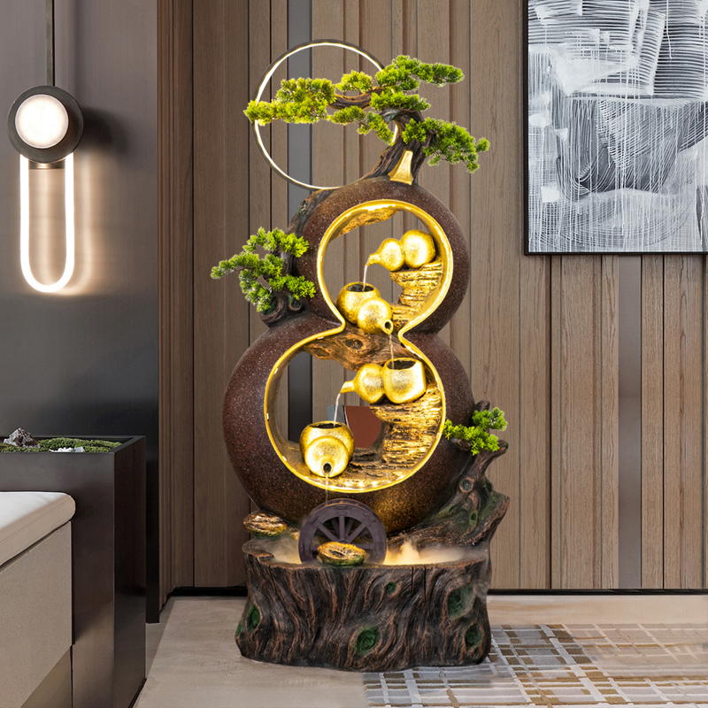 gourd rockery make a fortune as endless as flowing water fountain decoration office living room home decoration water wheel circulating waterscape floor