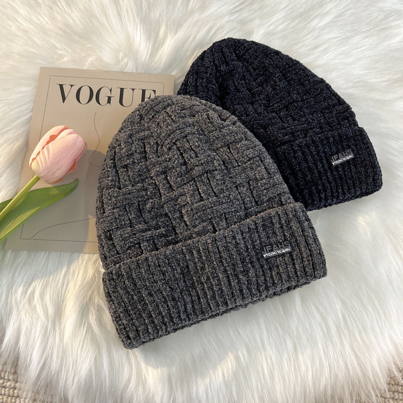 Autumn and Winter Fleece-Lined Knitting Hat Men's Korean-Style Trendy Wild Fashion Brand Woolen Cap Windproof Warm Toe Cap Beanie Hat
