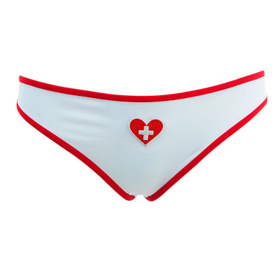 白色性感护士内裤 搭配裤头 透气包臀紧身三角裤惹火超薄调情内裤-淘宝网