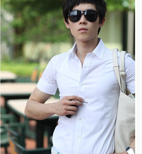 blanc d'été pour hommes chemise à manches courtes business casual carrière usure formelle pouces shirt version coréenne de slim fit demi manche outillage shirt blanc d'été pour hommes chemise à manches courtes business casual carrière usure formelle pouces shirt version coréenne de slim fit demi manche outillage shirt