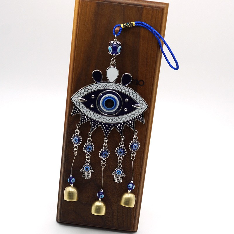 Foreign Trade Export Turkey Blue Eyes Colorful Palm Fatima Wind Chimes Blue Eye Bell Hanging Ornaments Wall Decoration