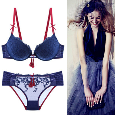 维多利亚文胸套装厚款小胸聚拢性感蕾丝情趣诱惑内衣刺绣大码胸罩-淘宝网