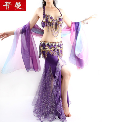 青曼肚皮舞夏表演服性感演出服套装珠绣文胸腰封幻彩米珠A-D罩杯-淘宝网