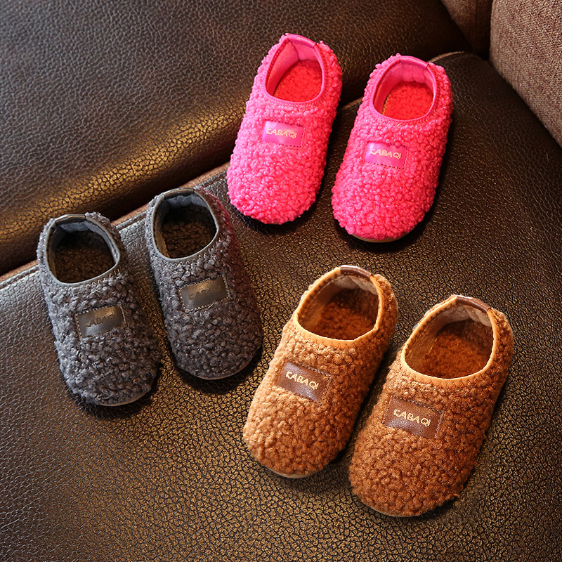 兒童棉拖鞋1-3歲室內包跟防滑寶寶拖鞋家居鞋秋鼕季男童女童棉鞋