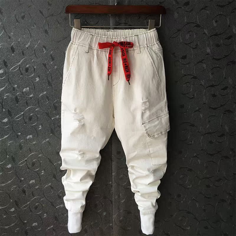 l'été de nouveaux hommes trou pieds slim jeans version coréenne de la tendance de white spirit sociale gars pantalons l'été de nouveaux hommes trou pieds slim jeans version coréenne de la tendance de white spirit sociale gars pantalons