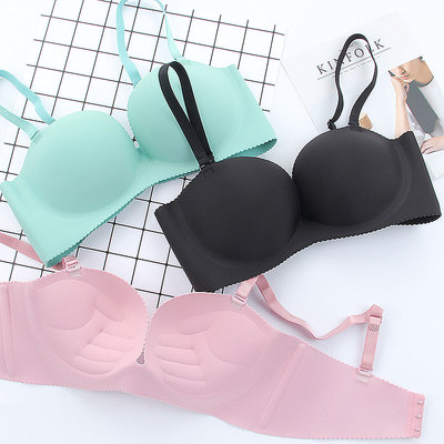 欧美1/2半杯手掌款无痕文胸内衣 一片式可拆卸肩带掌托厚小胸聚拢-淘宝网