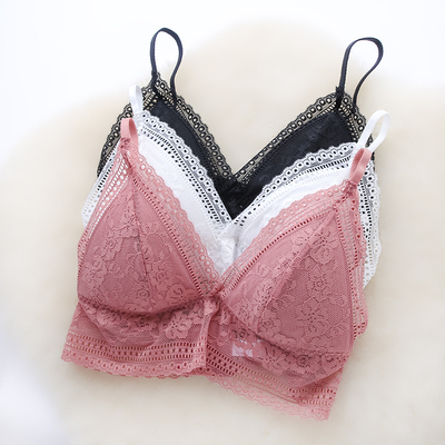 真丝内衣女100%桑蚕丝内里小胸法式文胸三角杯无钢圈性感蕾丝超薄-淘宝网