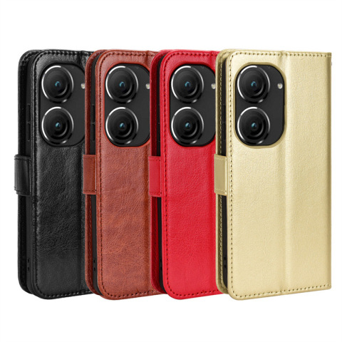 Zenfone 9 Wallets Folio Flip Card Holder Synthetic Leather Lanyard Strap Phone Case