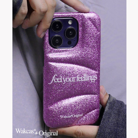 Feel Your Feelings Girls Puffy Puffer Down Jacket Shiny Glitter Bling 14, 13, 12 iPhone Case