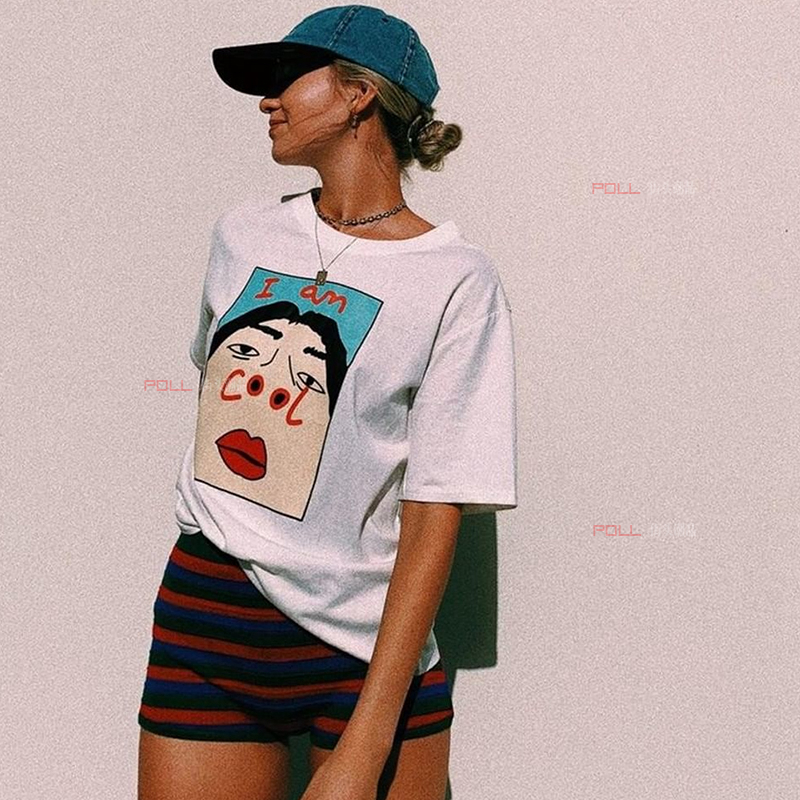 la lettre, je suis cool facebook imprimer ins port-odeur à manches courtes t-shirt femme lâche grands ateliers de l'été chemisier marée la lettre, je suis cool facebook imprimer ins port-odeur à manches courtes t-shirt femme lâche grands ateliers de l'été chemisier marée