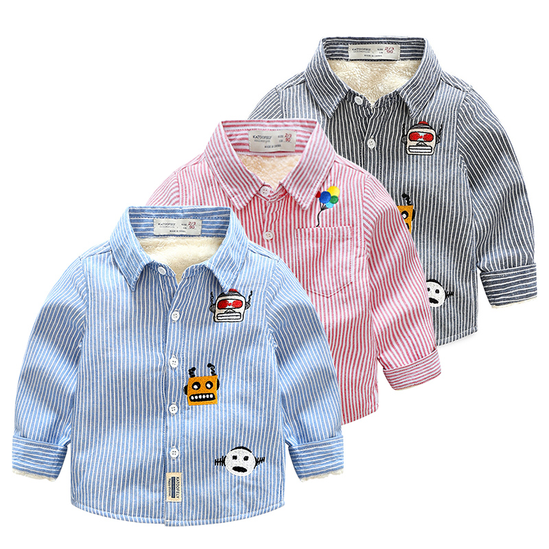 天天特價韓版兒童襯衫加絨加厚寶寶2017鼕裝新款童裝男童長袖襯衣