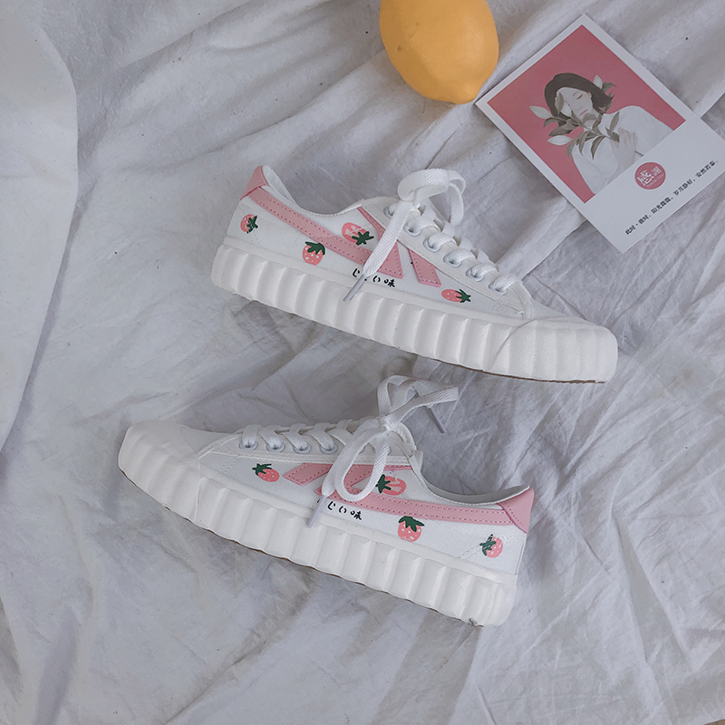 jiang petits poissons peints à la main rose fraises plaque de chaussures de 2019 nouveau port de vent cookies chaussures sauvages chaussures d'étudiantes chaussures jiang petits poissons peints à la main rose fraises plaque de chaussures de 2019 nouveau port de vent cookies chaussures sauvages chaussures d'étudiantes chaussures