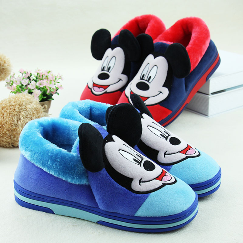 迪士尼拖鞋寶寶男童女童包跟防滑厚底棉拖鞋親子款保暖家居棉鞋鼕