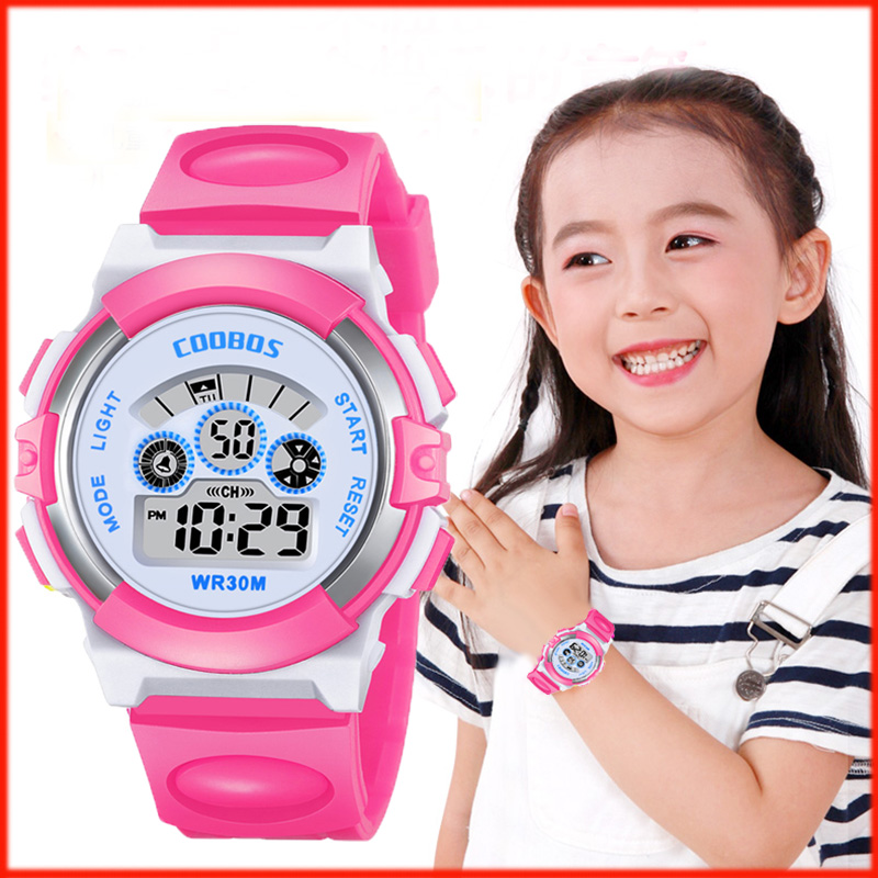 兒童手表女孩男孩防水電子表女童小學生可愛公主夜光計時電子手表