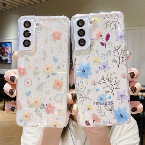 Girls Flower Pattern Silicone TPU S23, S23 Plus, S23 Ultra, S22, S22 Plus, S22 Ultra, S21, S21 Plus, S21 Ultra, Note 20, Note