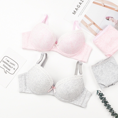 夏季女生内衣文胸学生可爱蕾丝边纯棉胸罩薄款模杯有钢圈少女文胸-淘宝网
