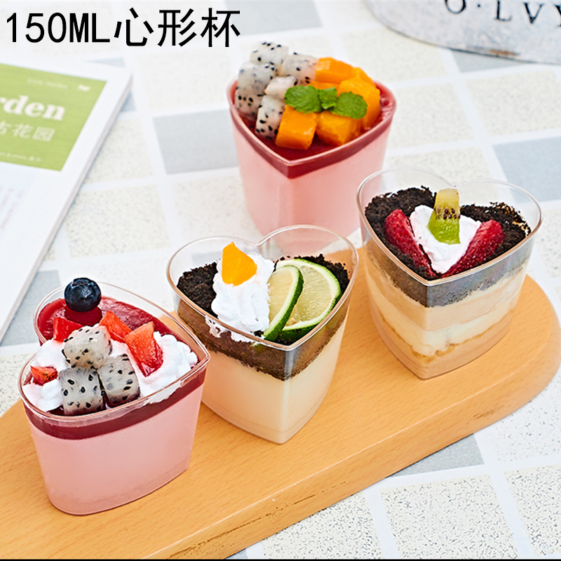 Heart-Shaped Mousse Cup Mousse Desser Cup Cup Pudding Cup Jelly Ice Cream Cup Dessert Table Hard Plastic Cup Disposable