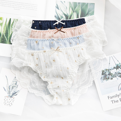 日系内裤女春夏蕾丝雪纺可爱甜美星星烫金三角低腰女士少女胖次-淘宝网 日系内裤女春夏蕾丝雪纺可爱甜美星星烫金三角低腰女士少女胖次-淘宝网