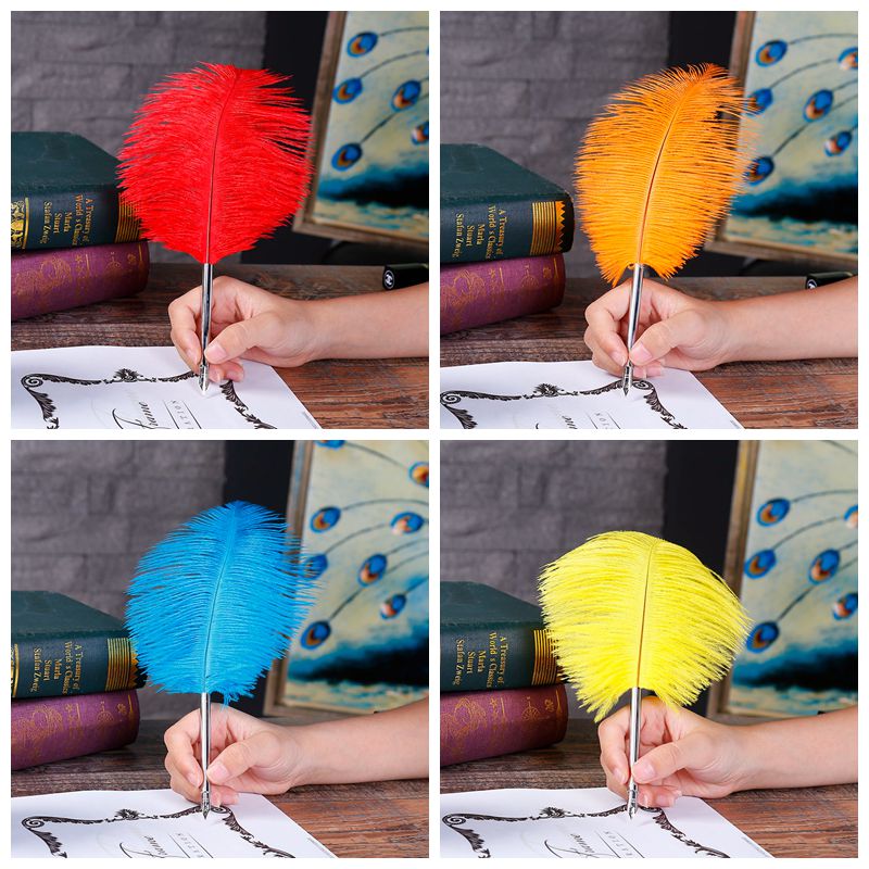 Ostrich Feather Pen Dipped in Water Pen DIY Painting Tools Home Decoration Supplies, Desk Display Objects