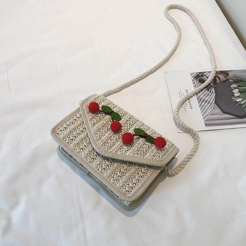 กระเป๋า 2020夏天上新小包包2020夏新款韩版百搭沙滩包草编斜挎包少包心包  