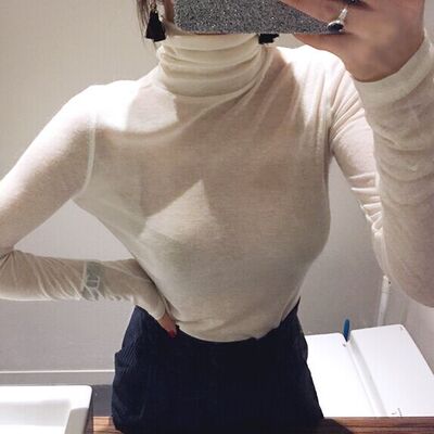韩国东大门 韩版秋冬女装2018新款透视性感修身堆堆高领打底衫T恤-淘宝网 韩国东大门 韩版秋冬女装2018新款透视性感修身堆堆高领打底衫T恤-淘宝网