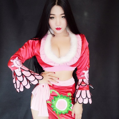 海贼王onepiece汉库克蛇姬女帝cos服红旗袍cosplay服装女全套动漫-淘宝网