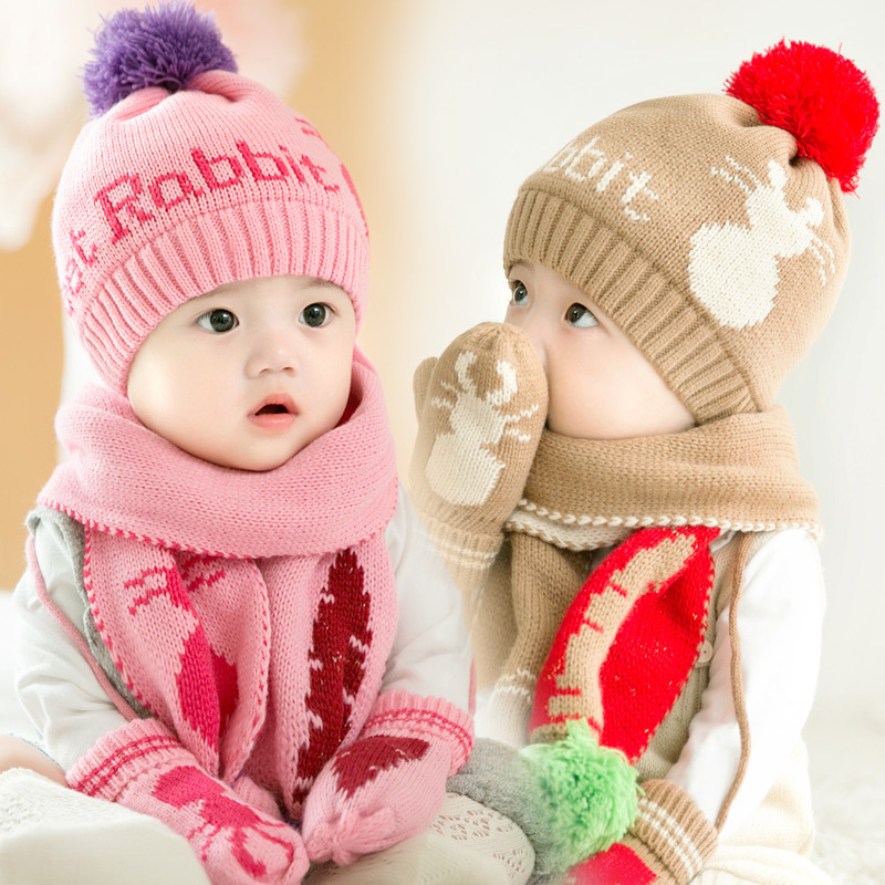 寶寶帽子鼕女孩男童嬰兒公主可愛幼加絨毛線6-12個月0一1-2-3歲潮
