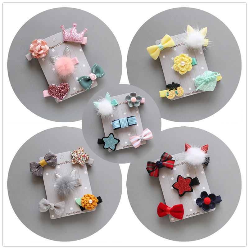 韓版兒童發飾套裝 秋鼕可愛兔耳發夾 女童全包布發卡 寶寶安全夾