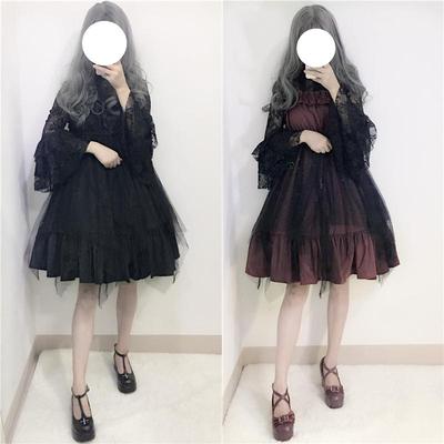 秋冬季哥特风服装女洛丽塔暗黑系复古原宿硬妹连衣裙