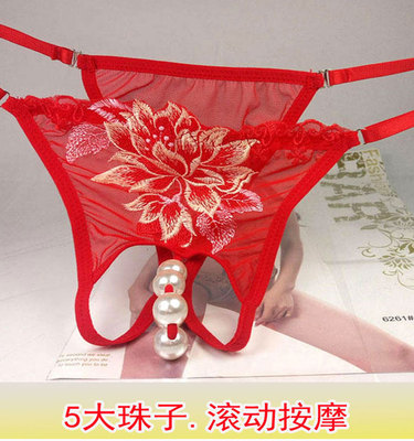 情趣内裤开档骚日系珍珠按摩火辣大码胖MM性感女开裆丁字裤诱惑-淘宝网