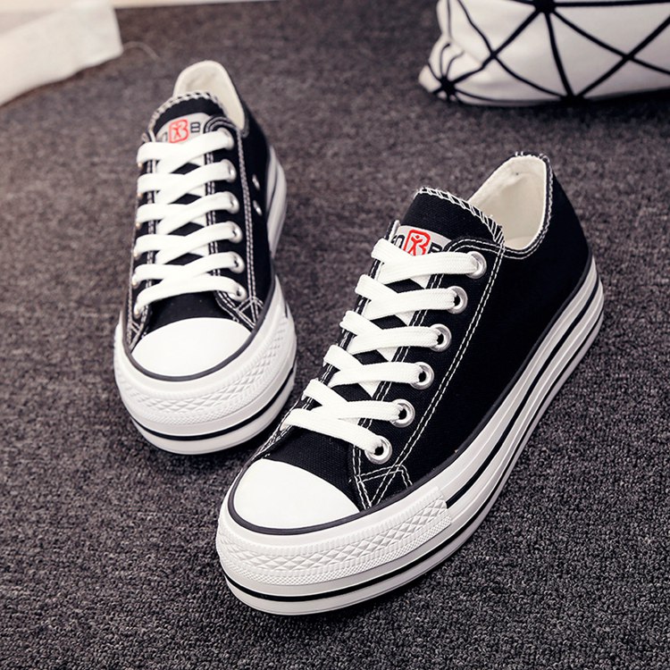 les chaussures en toile femme faible pour les aider à fond épais chaussures de plate-forme classique respirant sauvage, décontracté noir blanc chaussures de femmes chaussures les chaussures en toile femme faible pour les aider à fond épais chaussures de plate-forme classique respirant sauvage, décontracté noir blanc chaussures de femmes chaussures