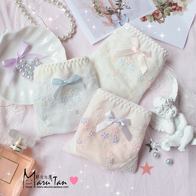 【胖次狂魔】日D小碎花刺绣冰丝内裤低腰可爱日系学生舒适三角裤-淘宝网