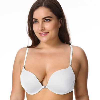 艾蓝聚拢防下垂大码内衣深V光面简约性感美背文胸少女大胸胖mm-淘宝网