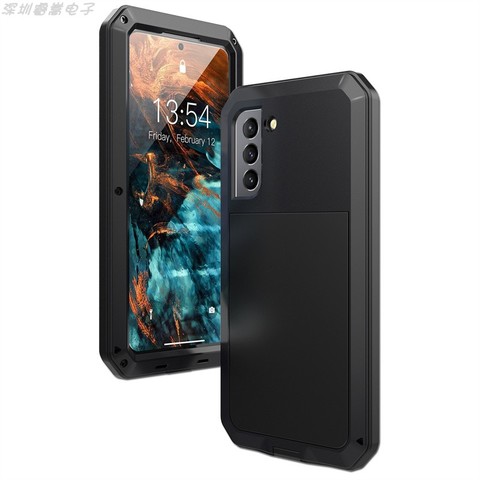 Black — Tough Shockproof Metal Three Layer Full Protection Heavy Duty S23, S23 Plus, S23 Ultra Samsung Phone Case